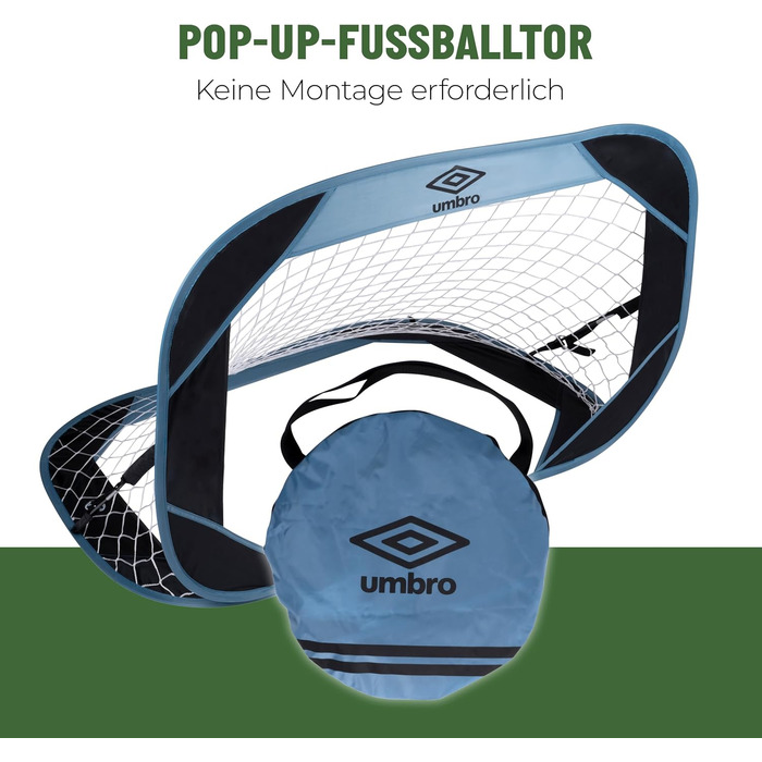 Футбольні ворота Umbro 110x78x78 см з сумкою, пластикові, для дітей і дорослих, для саду, дому та вулиці, чорні