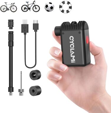 CYCLAMI Tiny Cube міні електричний велосипедний насос, 100 PSI, портативний, акумулятор 350 мАг, зарядка Type-C, для всіх велосипедів