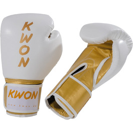 Боксерські рукавички KWON KO Champ 10oz золоті/білі, шкіра, для кікбоксингу