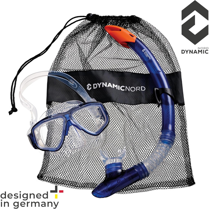 Набір для снорклінгу La Gomera Pro для дорослих - Німецький дизайн. Професійний набір для дайвінгу (подвійне маске, маска, сухий сноркель та сумка) з безпечним склом, блакитний