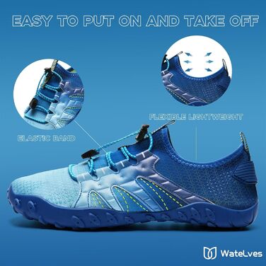 Чоботи для плавання WateLves: чоловічі та жіночі, для пляжу, води, серфінгу, 42 EU, темно-синій