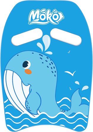 Дитяча дошка для плавання MoKo, тренувальний кікборд з ручками, плаваючий інвентар для дітей, синій кит, картинка, для навчання плаванню