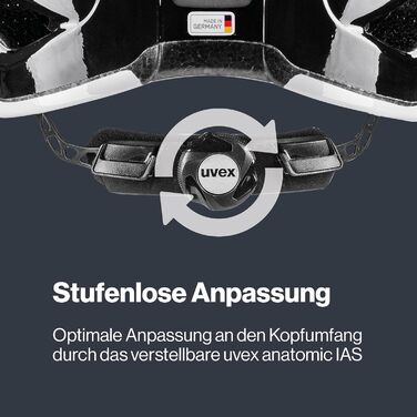Шолом uvex active: захисний універсальний шолом для жінок та чоловіків, регульований розмір, розширюваний світлодіодним ліхтарем (чорний/білий, 52-57 см, Single)