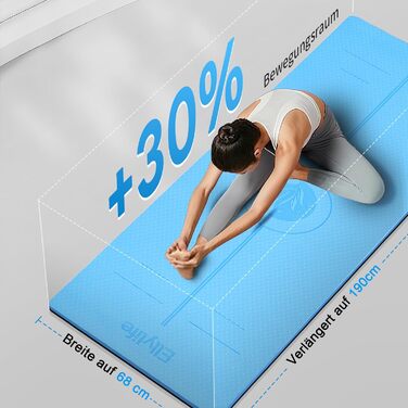 Килимок для йоги з натурального каучуку та TPE, протиковзкий, з розміткою, унікальний дизайн, з ремінєм, екологічний, для подорожей, пілатесу, йоги, фітнесу, синій, 6 мм