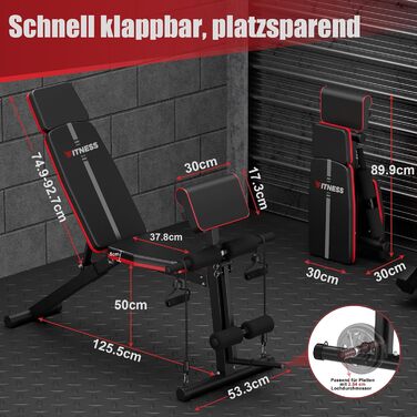 Регульована лава для тренажерного залу вдома, 350кг, складана лава з підніжжям для ніг та упором для преса, нахильна та відкидна лава для дому