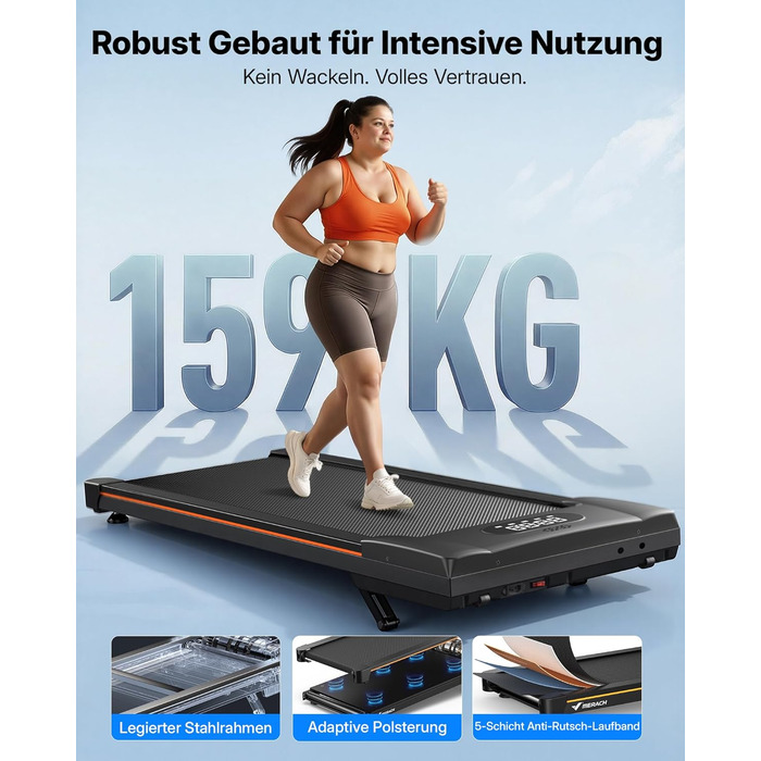MERACH Walking Pad - біговий килимок для дому з регулюванням нахилу до 12%, максимальне навантаження до 180 кг, тихий мотор, стіл для бігу, дистанційне керування, динамік