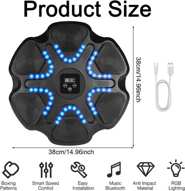 Музична Bluetooth бокс-машина для дому, настінний тренажер для боксу, електронне обладнання для ударів, розумна система тренувань, зняття стресу, професійна