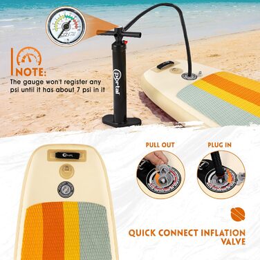 Надувний SUP-борд Portal Stand Up Paddle Board 10'6' (320 см) з аксесуарами: насос, весло, лінія, фініс, сумка, чохол для телефону