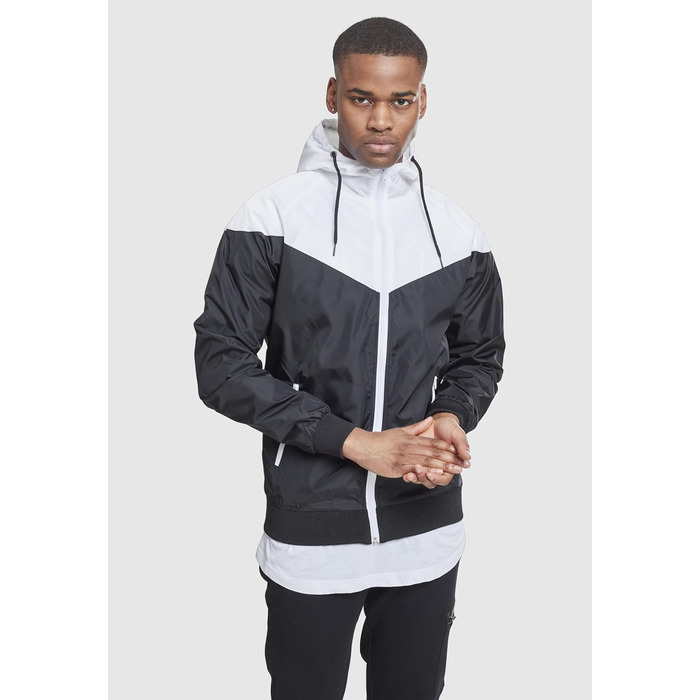 Чоловіча вітрівка Urban Classics Arrow Windrunner з капюшоном, демісезонна куртка з кольоровими блоками, 3XL, чорно-біла