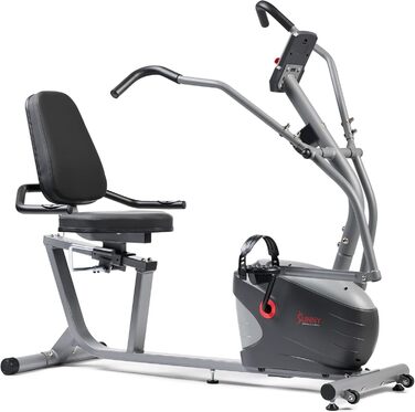 Горизонтальний велотренажер Sunny Health & Fitness з рухомими ручками, компактний, швидке регулювання сидіння, сумісний із SunnyFit, модель SF-RB420032