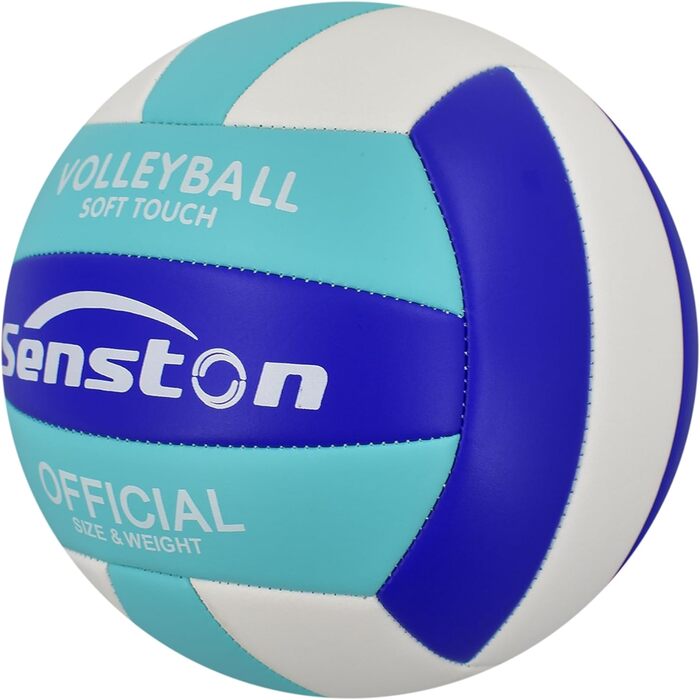 Волейбольний м'яч Senston, розмір 5, водовідштовхуючий, з насосом, для пляжу та басейну (Світло-блакитний)
