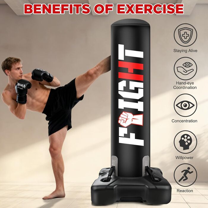 Боксерський мішок стоячий NZQXJXZ 175 см з помпою та рукавичками для боксу, комплект для кікбоксингу, MMA, Муай Тай, домашній спортзал
