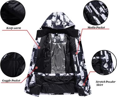 RIUIYEE Комплект чоловічий: куртка та штани для катання на лижах та сноуборді, тепла, з підігрівом, для зимових видів спорту, XXL