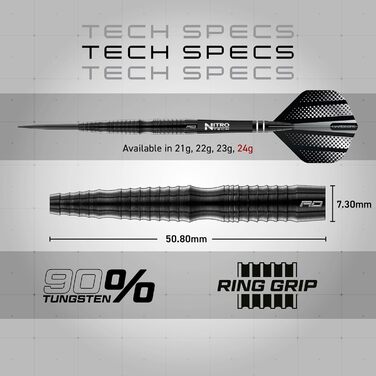 Професійні вольфрамові дартси Red Dragon Razor Edge 24 г з оперенням та стрижнями
