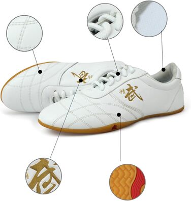 VIBLiSS Кросівки для бойових мистецтв, неслизькі Taekwondo, Kung Fu, Taichi. Легкі китайські кросівки для жінок (40 EU, White)