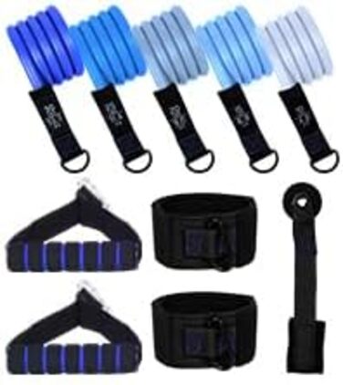 Набір еластичних стрічок Abahub для фітнесу з дверним кріпленням, ручками та петлею для ніг. Ідеально для тренувань всього тіла, домашнього спортзалу, підходить для початківців та досвідчених (100LB)