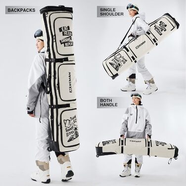 Чохол для сноуборду XCMAN на колесах, 160/190 см, сірий - для перевезення та подорожей