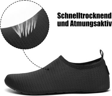 Чоботи для плавання Saguaro: чоловічі та жіночі, легкі, з неопрену, для пляжу, серфінгу, басейну, розмір EU 36-47 (Vanta Schwarz, 46/47 EU)