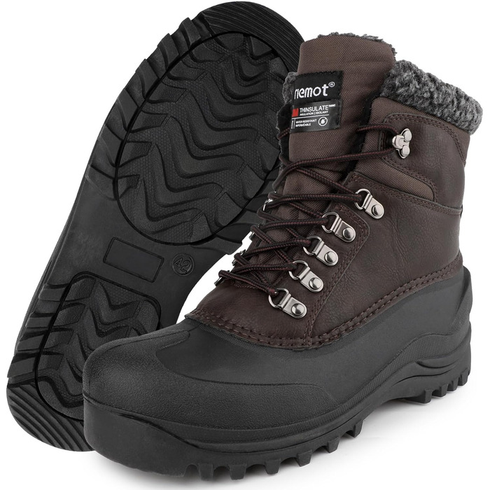 Водонепроникні зимові черевики Riehmot для жінок та чоловіків. Теплі, з підкладкою, антиковзні, для ходьби, трекінгу, роботи та катання на лижах. Розміри EU 36-47 (Новий, коричневий, 45 EU)