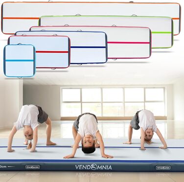 Гімнастичний надувний мат VENDOMNIA Airtrack 300×100×10 см, лілово-сірий, електрична помпа, сумка, для фітнесу, йоги, спорту, тумблінгу