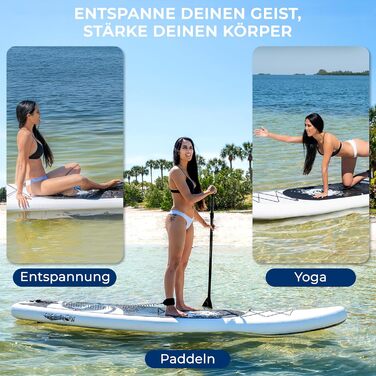 Надувний SUP СерeneLife Stand Up Paddling Board: комплект з веслом, насосом та сумкою. Touring SUP для дітей та дорослих, чорно-сірий, 155 кг.