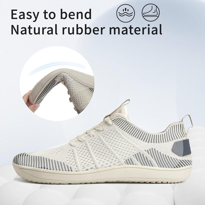 Легкі дихаючі кросівки IceUnicorn для широкої стопи: жіночі та чоловічі, zero-drop, для активного відпочинку, розмір 39 EU, колір 555beige