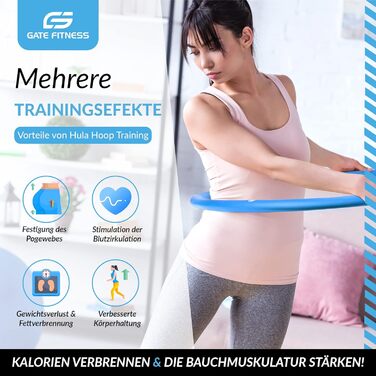 Хула-хоп GATE FITNESS для дорослих та дітей | 1.2-2 кг | 6-8 сегментів | Фітнес-обруч з піни (синьо-чорний)