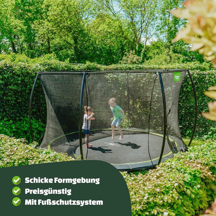 EXIT Toys Наземний батут Silhouette, діаметр 244 см, зелений - з сіткою та захистом, для дітей