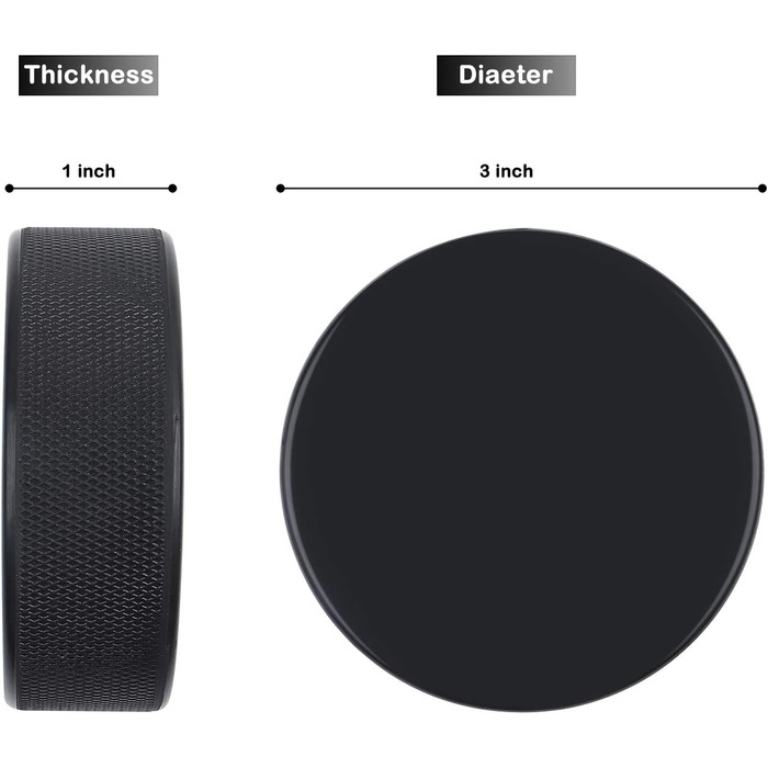 Хокейні шайби, 12 шт, офіційні правила, для тренувань та класичного хокею, діаметр 7,6 см, товщина 2,5 см, вага 170 г, чорні