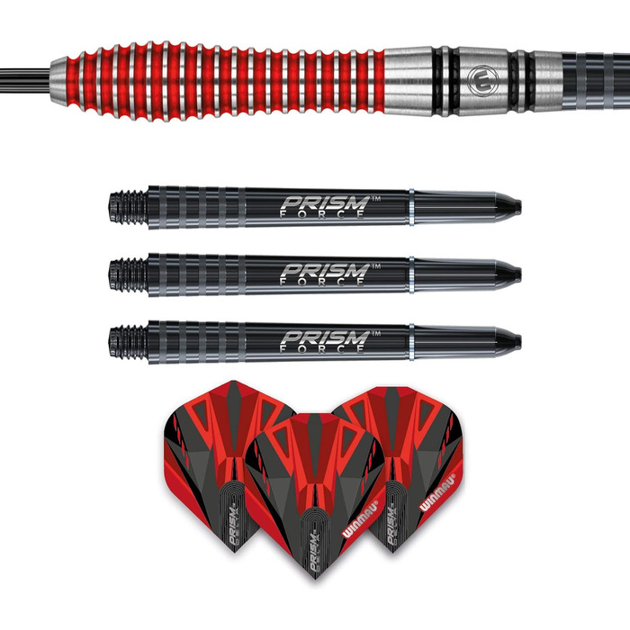 Дартс WINMAU Dennis Priestley, 22 г, професійний, вольфрамовий, сталевий наконечник, комплект з оперенням і шафтами