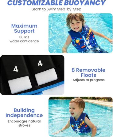 Дитячий жилет для плавання Gogokids для малюків 1-5 років (15-30 кг), блакитний