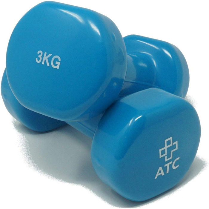 Вінілові гантелі 3 кг, 1 пара ATC Handels GmbH – короткі гантелі для фітнесу, аеробіки, реабілітації, силових тренувань