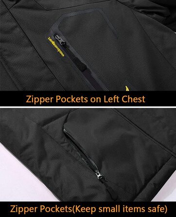 Чоловіча зимова куртка EKENTSON: водонепроникна, вітрозахисна, з підкладкою, для хайкінгу та активного відпочинку, 4 кишені (XL, сіро-чорний)