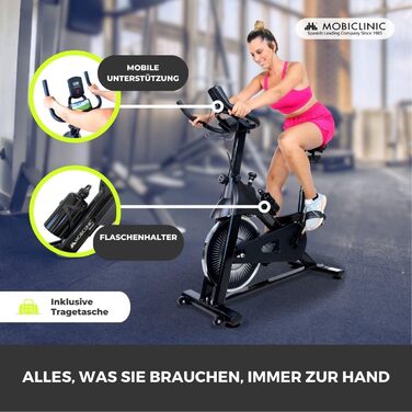 Mobiclinic® велотренажер для дому: регульований, з LCD-екраном, вимірюванням пульсу та мобільного тримачем