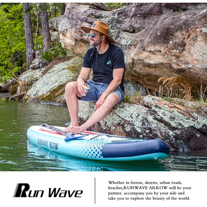 Надувна SUP-дошка Runwave з антиковзким покриттям, комплект аксесуарів, широка стійка, плавники для контролю, для підлітків і дорослих початківців