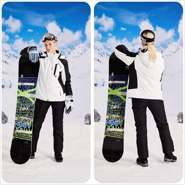 Жіноча водонепроникна куртка WULFUL для сноубордингу та катання на лижах, зимова куртка з відстібаною капюшоном, білий та чорний колір