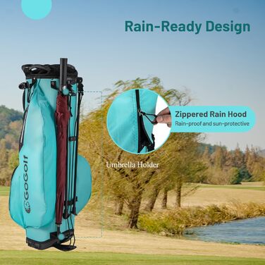 Сумка для гольфу LIFEZEAL: легка, з 8 верхніми відділеннями та 5 кишенями на блискавці, з тримачем для парасольки, водонепроникна, з регульованим плечовим ременем для жінок та чоловіків, блакитна