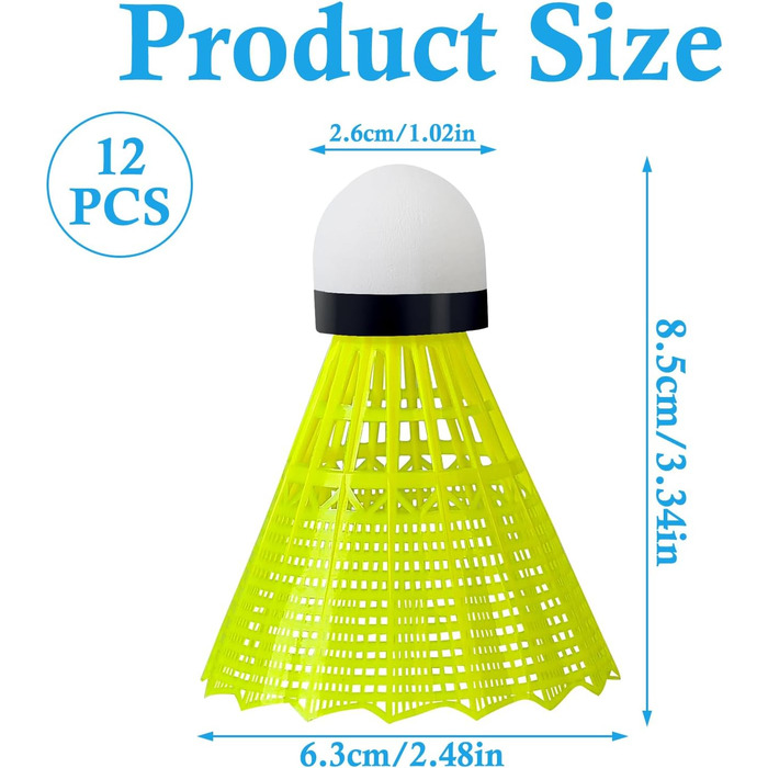 Набір для бадмінтону FYSL 12 штук: міцні нейлонові волани для гри на вулиці, тренувань та відпочинку