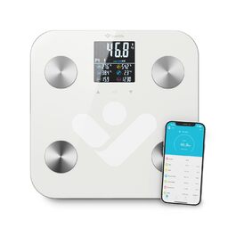 TrueLife FitScale W6 Bluetooth ваги з аналізом імпедансу, 19 показників тіла, LCD-дисплей, 8 користувачів, білий