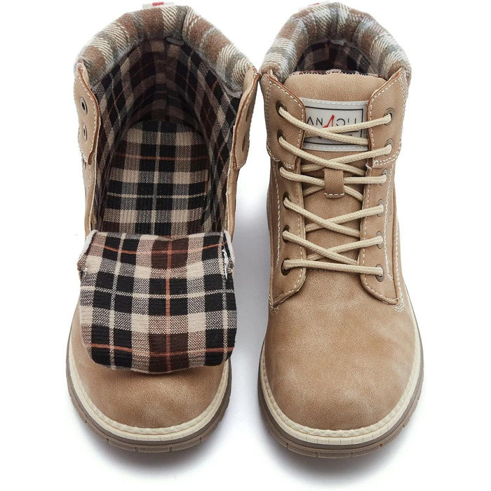 Черевики для туризму та зимові черевики ANJOUFEMME для жінок, водонепроникні та теплі зимові черевики для активного відпочинку, трекінгу та зимового хайкінгу (42 EU, світло-коричневий)