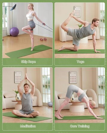 Килимок для гімнастики, йоги та фітнесу: тренувальний мат з неслизькою поверхнею 183 x 61 x 0.6 см (зелений/чорний)