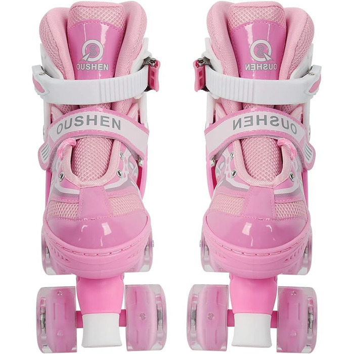 Дитячі ролики Supfine – регульовані, з підсвічуванням, розмір 31-38 (S/M), для дівчаток та хлопчиків, рожеві