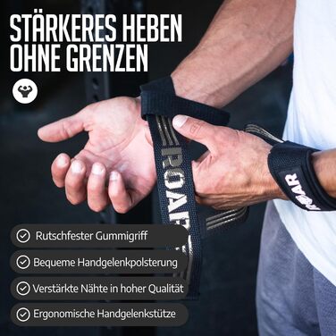 Roar® гучномовні ремені для силових тренувань, бодібілдингу, фітнесу - ремені для підйому штанги - для жінок та чоловіків сірого кольору