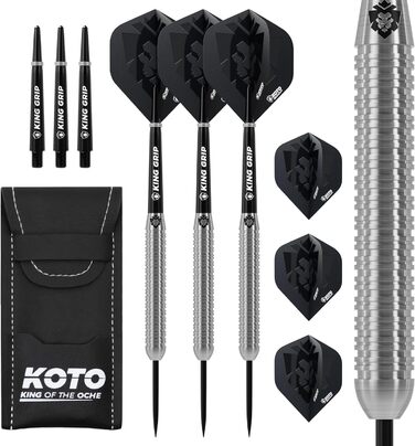 KOTO Kingcontrol дротики для дартсу 90% вольфраму, чорні, набір 3 шт з насадками, стрижнями та чохлом