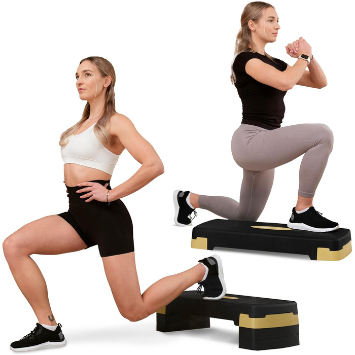 Hop-Sport Steppbrett HS-PP033AS: регульований степер для фітнесу з 3 сходами та антиковзким покриттям, витримує до 350 кг