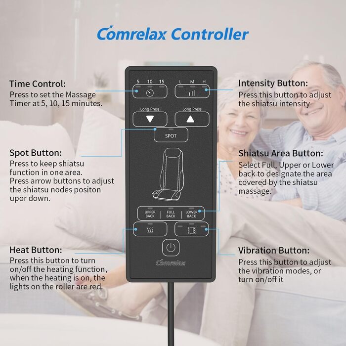 Масажер для спини Shiatsu з підігрівом, масажне крісло для зняття стресу, глибокий масаж-кнесінг та ролики, 2 вібраційні мотори, масажер спини, талії та стегон, PU-шкіра, з 2 блоками живлення, білий