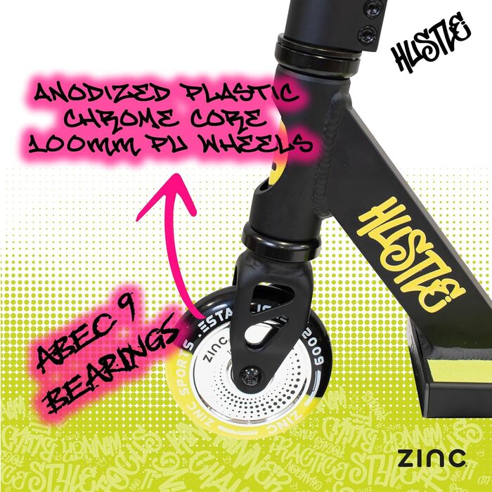 Дитячий трюковий ролер Hustle: легкий, з професійним кермом, підшипниками ABEC та колесами 100 мм