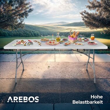 Складаний садовий стіл Arebos Buffettisch 182x74x74 см | Стіл для відпочинку, вечірок, кемпінгу | Білий