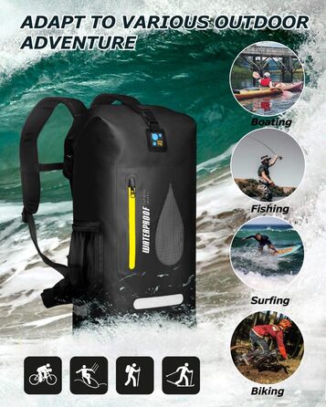 Водонепроникний рюкзак IDRYBAG 30L, PVC, для каякінгу, кану, кемпінгу, туризму (Чорний)