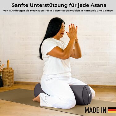 Йога-болстер Inner Peace: довге подування для йоги з органічної дінкової вати, виготовлено в Німеччині. Зручний знімний чохол з 100% органічної бавовни (антрацит, великий)